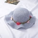 thumbnail image 4 of Sombrero de verano para niños con circunferencia de 51-52 cm, sombrero de paja con flores, sombrero grande para lavabo, sombrero de paja para playa con protección solar, 4 of 5