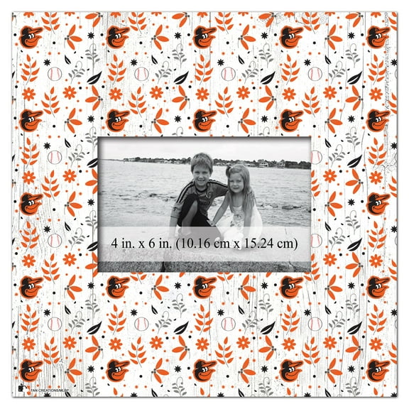 Baltimore Orioles 10'' x 10'' Floral Pattern Frame