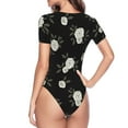 thumbnail image 4 of Balery Rose Flowers Women's Short Sleevee Crew Neck Bodysuit Tops Short Sleeve Tops Basic-, 4 of 9