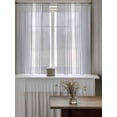 thumbnail image 4 of Light Grey Striped Curtains 54 Inch Length, Sheer Curtains for Bedroom Living Room Window White Simple Neutral Modern Rod Pocket Voile Drapes Kitchen Curtains Small Half Window 42"x54" 2 Panels, 4 of 6