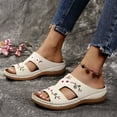thumbnail image 4 of Womens Floral Slide Sandals Double Strap Breathable Walking Shoes Wedge Shoes Summer Sandals, 4 of 4