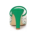 thumbnail image 2 of BLISSFUL STEP Women's Sandals Stiletto Heels Pointed Toe Lace Slide Mules White Green 8.5, 2 of 8