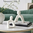 thumbnail image 6 of Danya B. Hans Tanka Cream Abstract Two Piece Thinking Couple Decorative Accent Matte Ceramic Sculpture Figure Set, 6 of 7