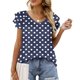 thumbnail image 2 of Camisas de Cuello de Tripulación de Manga Corta para las Mujeres Plisado Mangas de Ruffle, Cuello Redondo Casual Primavera Y Blusa de Verano, 2 of 5