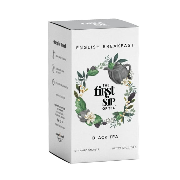 Spice Hut - English Breakfast Black Tea, with Caffeine, Morning Breakfast Tea, Pure Unflavored & Unsweetened - 16 Eco-Friendly Tea Bags