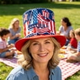 thumbnail image 6 of BiFandian 4th of July American Flag Tall Top Hat, Patriotic Red White Blue Star Stripe Party Hats, Wide Brim Star Printed Tall Cylinder Hat for Independence Day Memorial Day Decor, 6 of 7