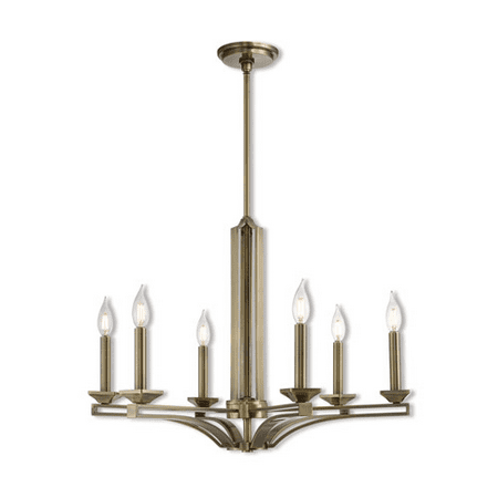 

Chandeliers 6 Light With Antique Brass Candelabra 26 inch 360 Watts - World of Crystal
