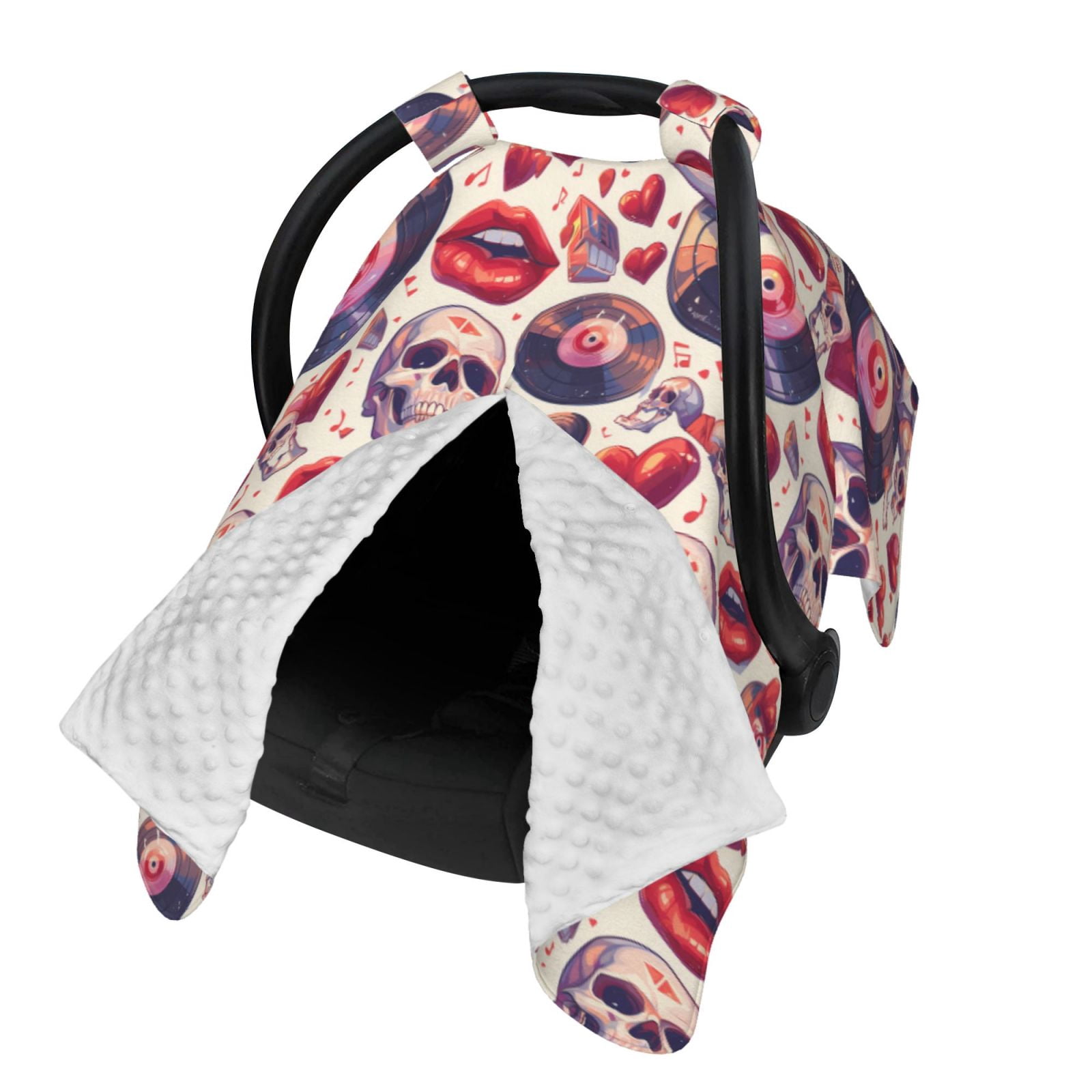 Naloa record rock Skull lips Baby Car Seat Cover, Breathable Baby Carrier Cover, Multiuse Baby Carrier Cover & Nursing Breastfeeding Cover