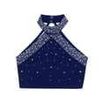 thumbnail image 5 of CHICTRY Kids Girls Dance Outfits Crop Top with Athletic Shorts Set for Gymnastics Yoga Tracksuit Navy Blue 6, 5 of 7