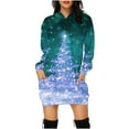 thumbnail image 1 of pstuiky Robes d'Été pour Femmes, Mode Féminine Robe Longue à Manches Longues à Capuche avec Poche Imprimée Robe Maxi Économies d'Été, 1 of 4