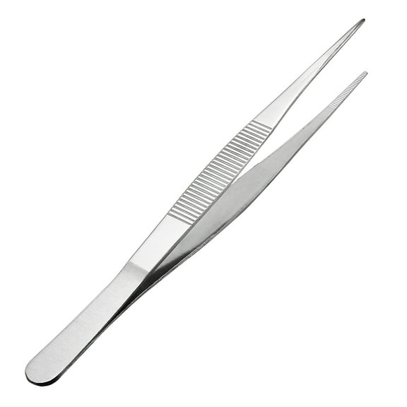 Uxcell 8 inch 430 Stainless Steel Straight Pointed Tweezers with Serrated Tip