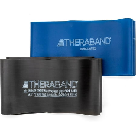 TheraBand Professional Pre-Cut Non-Latex Resistance Bands Combo Packs (5 Foot, Blue and Black, Set)