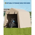 thumbnail image 4 of Lumiparty 6x6 FT Portable Outdoor Storage Shed, Waterproof Shelter with Roll-Up Zipper Door, UV Resistant Garage Tent for Motorcycle, Firewood & Tools, Khaki, 4 of 8
