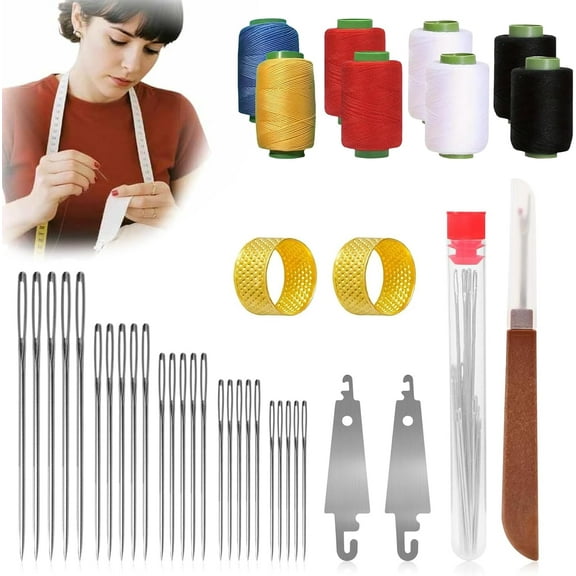 39Pcs Big Eye Steel Needles Set, 5 Size Hand Sewing Needles with Case, Sharp Rust-Proof Steel Embroidery Needles for Embroidery, Cross Stitch, Yarn, Tapestry & Fabric Mending