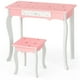 thumbnail image 3 of Set mesa tocador y taburete Costway para niños con Espejo tripartido blanco y rosa, 3 of 4