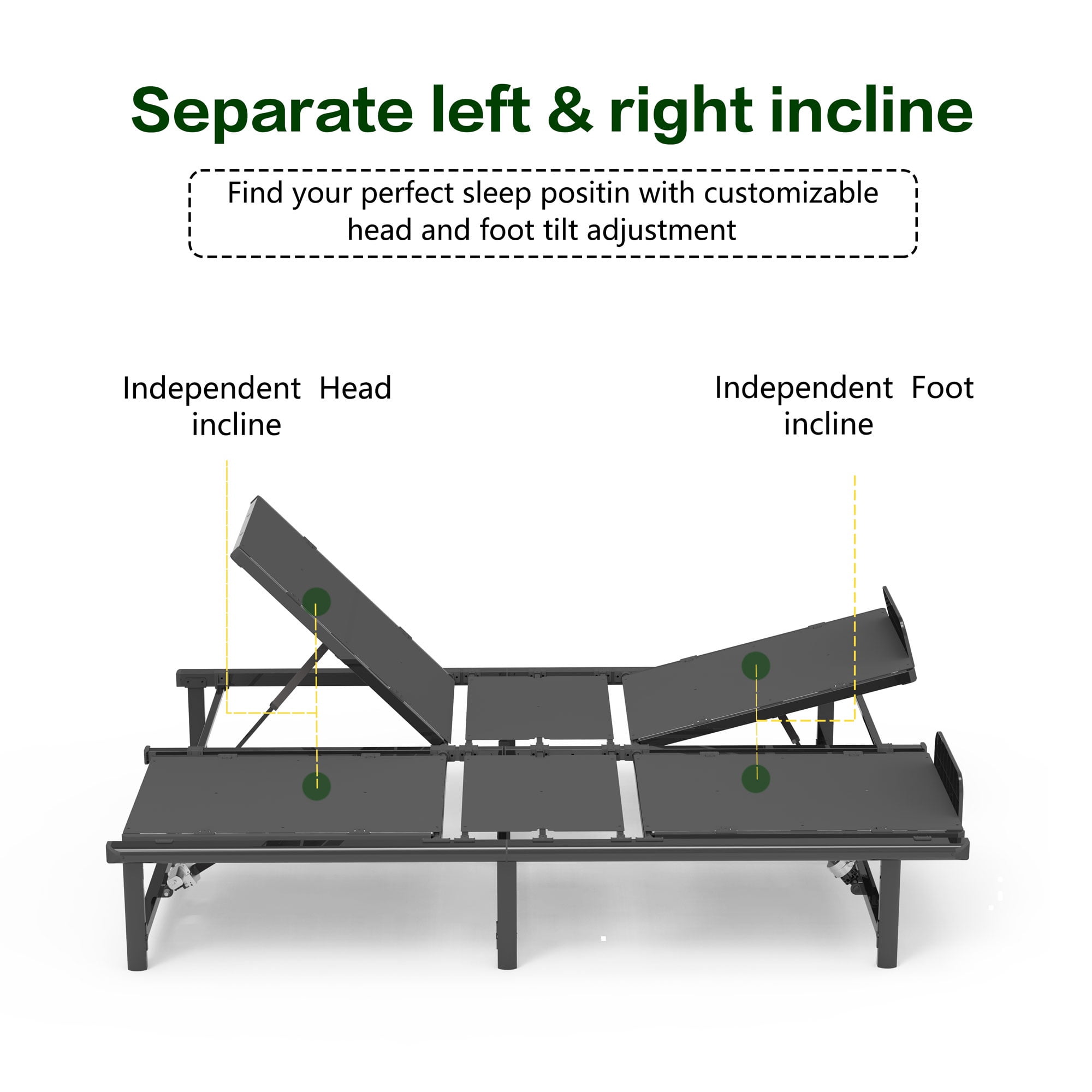 Paproos Power Adjustable Bed Base Frame Queen, Metal Electric Bed Frame with Independent Head and Foot Incline, Modern Adjustable Platform Bed Base with Wired Control, Zero Gravity, Easy Assembly