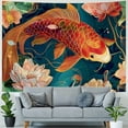 thumbnail image 4 of GOSMITH Koi Fish Tapestry Wall Hanging Lotus Pond Leaf Tapestries Japanese Style Animal Aesthetic Tapestries Red Carp Tapestry for Bedroom Living Room Dorm Painting, 4 of 6