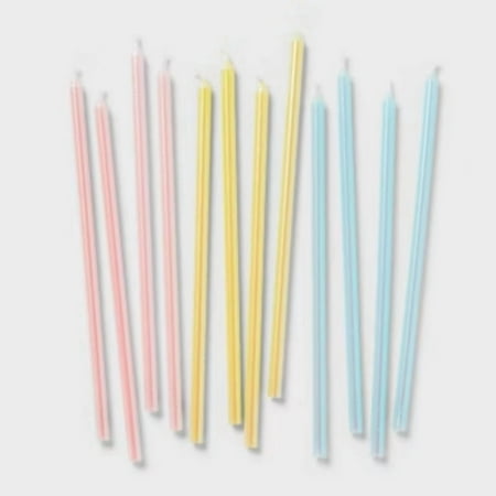 12pk Iridescent Birthday Cake Candles - Spritz: Tall Long Sparkling Multicolor Wax, 5.875" Height