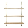thumbnail image 6 of Wrenn 3-Tier Wall Shelves, Gold Metal with Natural Mango Wood, 6 of 10