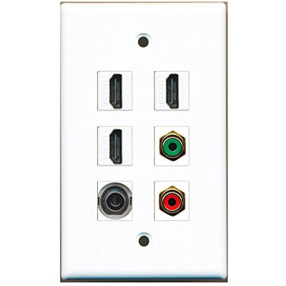 RiteAV - 3 HDMI 1 Port RCA Red 1 Port RCA Green 1 Port 3.5mm Wall Plate