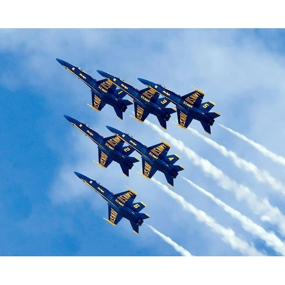 Blue Angels Jets Flying in Delta Formation - 20x30 Inch Laminated Aviation Poster - Stunning Detail and Bold Colors