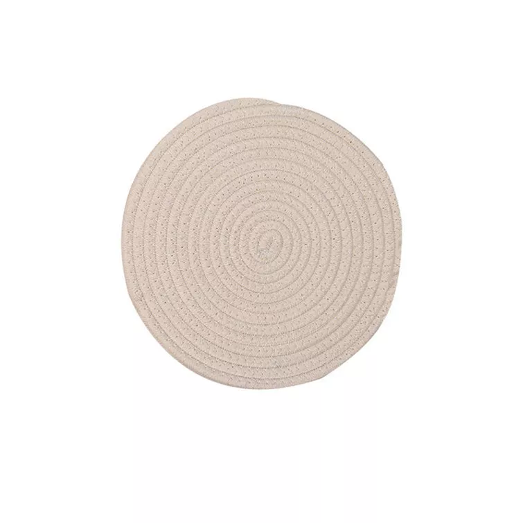 ShadeMart Round Braided Placemats Set of 4 Washable 15 inch Beige Round Table Mats Woven Place Mats for Dining Table