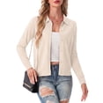 thumbnail image 4 of JWD Womens Cardigan Collared Knit Button Front Long Sleeve Sweater Top Lightweight Casual Layering Cardigan Oatmeal L, 4 of 7