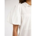thumbnail image 2 of Free Assembly Women’s and Women's Plus Cotton Ruffle Mini Dress with Puff Sleeves, Sizes XS-4X, 2 of 5
