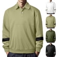 thumbnail image 1 of Dagugfen Fall Winter Long Sleeve Shirts for Men Button Lapel V Neck Color Block Loose Casual Work Tops, 1 of 9