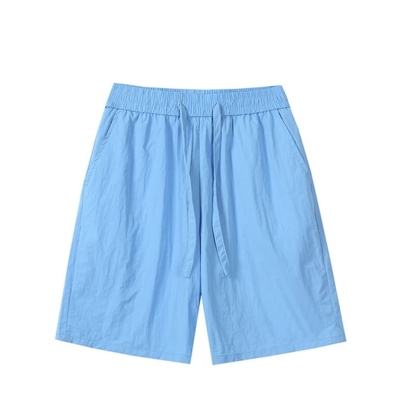 USNSM (M-5XL) Mens Casual Shorts Big and Tall Loose Fit Workout Shorts Summer Solid Quick Dry Sports Fitness Training Short Blue XXXXL