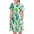 thumbnail image 1 of Fotbe Cactus 1 Vestido Largo de Moda para Mujer, Vestido Tipo Camiseta con Manga Corta y Estilo Casual a Rayas y Bloques de Color, 1 of 6