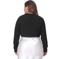 thumbnail image 4 of DARING DIVA Plus Size Long Sleeve Open Front Cropped Cardigans Shrugs 3X Black, 4 of 6