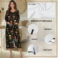 thumbnail image 6 of Xoenoiee Mushroom Butterfly Flower Moon Star Print Women Robe Zipper Front House Coat Long Sleeve Nightgown Full Length Ladies Lounge Dress with Pockets, Size 3XL, 6 of 7