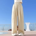 thumbnail image 4 of ZLBDYG Teen Girls Flowy Palazzo Pants Kids Wide Leg Linen Pant Summer Casual Beach Gauze Trousers Loose Soft Boho Athletic Bottoms, 4 of 5