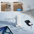thumbnail image 3 of PD20W Surge Protector Power Strip Tower, 12 Outlets 4 USB (2 USB-A & 2 USB-C) Charging Station, 5ft Flat Plug Extension Cord for Home Office Dorm, Black/White, 3 of 8