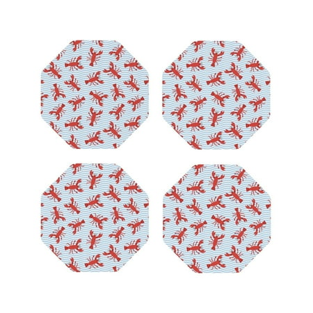 

Tideii Cartoon Lobsters 1 for Leather Coasters 4 Pieces Anti-fouling and Anti-scalding Decorative Coasters Suitable for Restaurants Kitchens Coffee Shops-Octagon