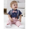 thumbnail image 2 of CARETOO Baby Boy Clothes Suit Plaid Shirt Suspender Pants Beret Hat Tie Formal Cotton Fabric 3pcs, 2 of 19