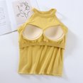thumbnail image 5 of LYEAA Tank Top with Built in Bra for Women Sleeveless Crew Neck Padded Basic Summer Casual Cropped Undershirt Solid Beach Fashion Pullover Vest Breathable Soft Loungewear Going Out Clothes Yellow M, 5 of 5