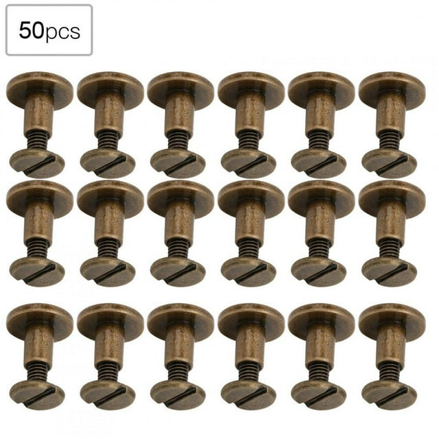 Cergrey Rivet Kit,Flat Head Rivet,50 Set 8mm Pure Copper Flat Head Rivets Leather Strap Screws Kit For Notebook Binding