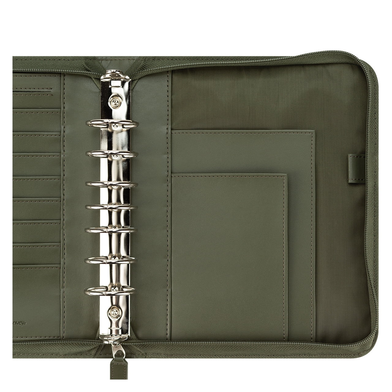FranklinCovey FC Signature Leather Zipper Binder (Classic Size, Olive)