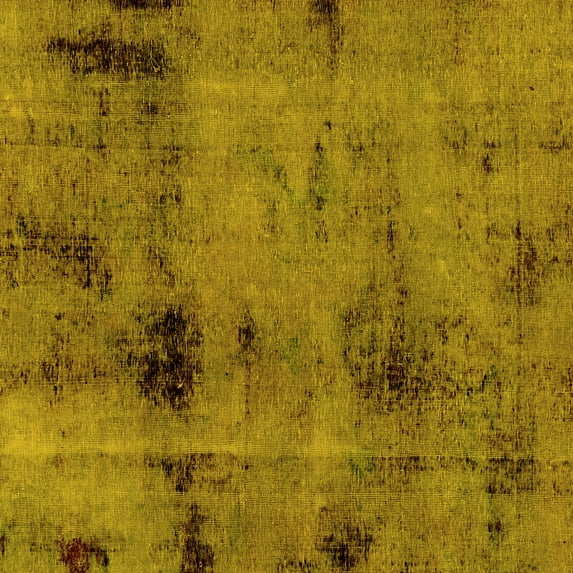 Ahgly Company Machine Washable Indoor Square Abstract Yellow Modern Area Rugs, 4' Square