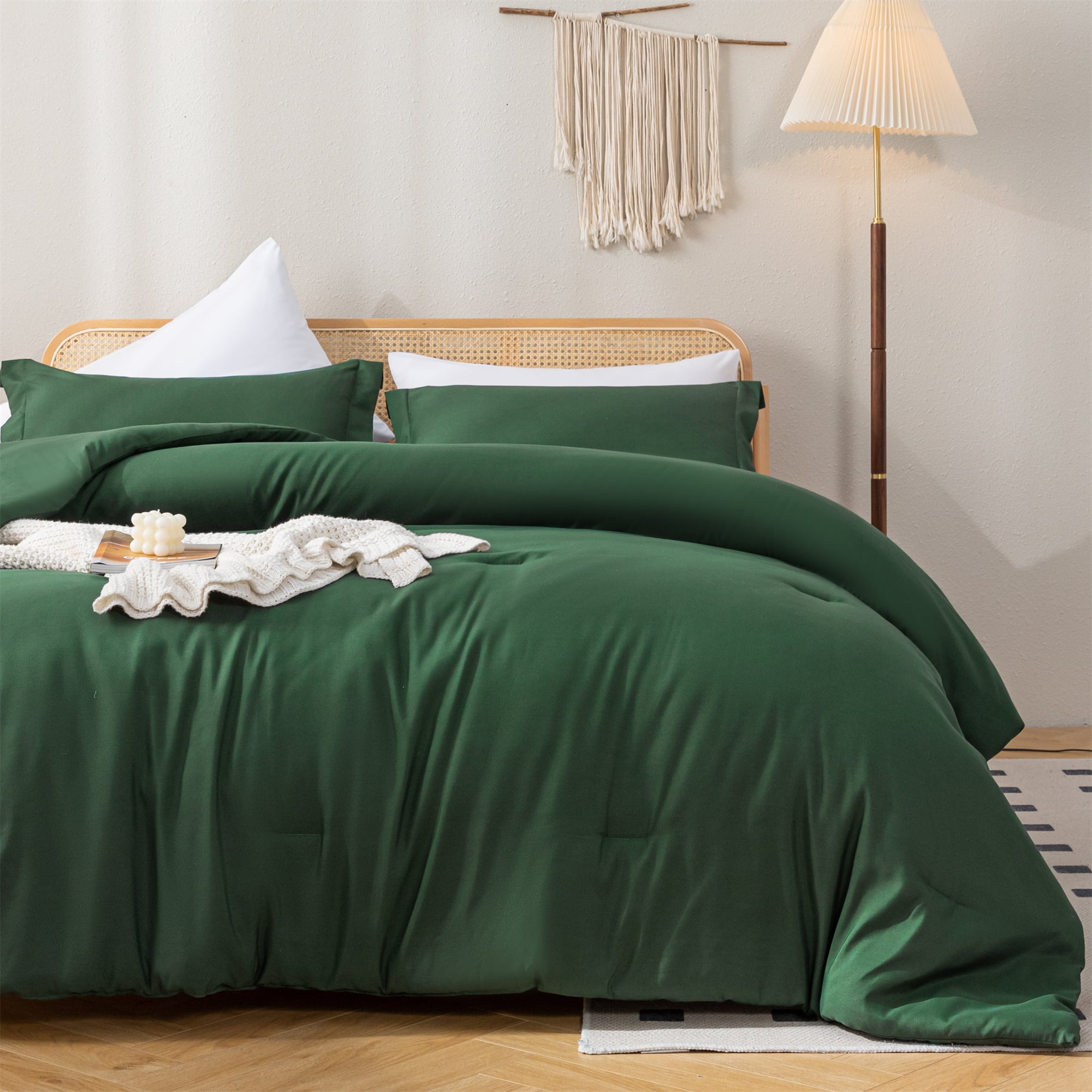 SPRINDAY Queen Comforter Set For Adult, 3 Piece Emerald Green Comforter Sets & Bedding For All Season