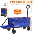 thumbnail image 2 of 360lbs Foldable Wagon Cart with Extended Tailgate, Extra Long Folding Beach Wagon, Collapsible Cart with Wheels, for Grocery, Camp, Shop, Garden,Blue, 2 of 9