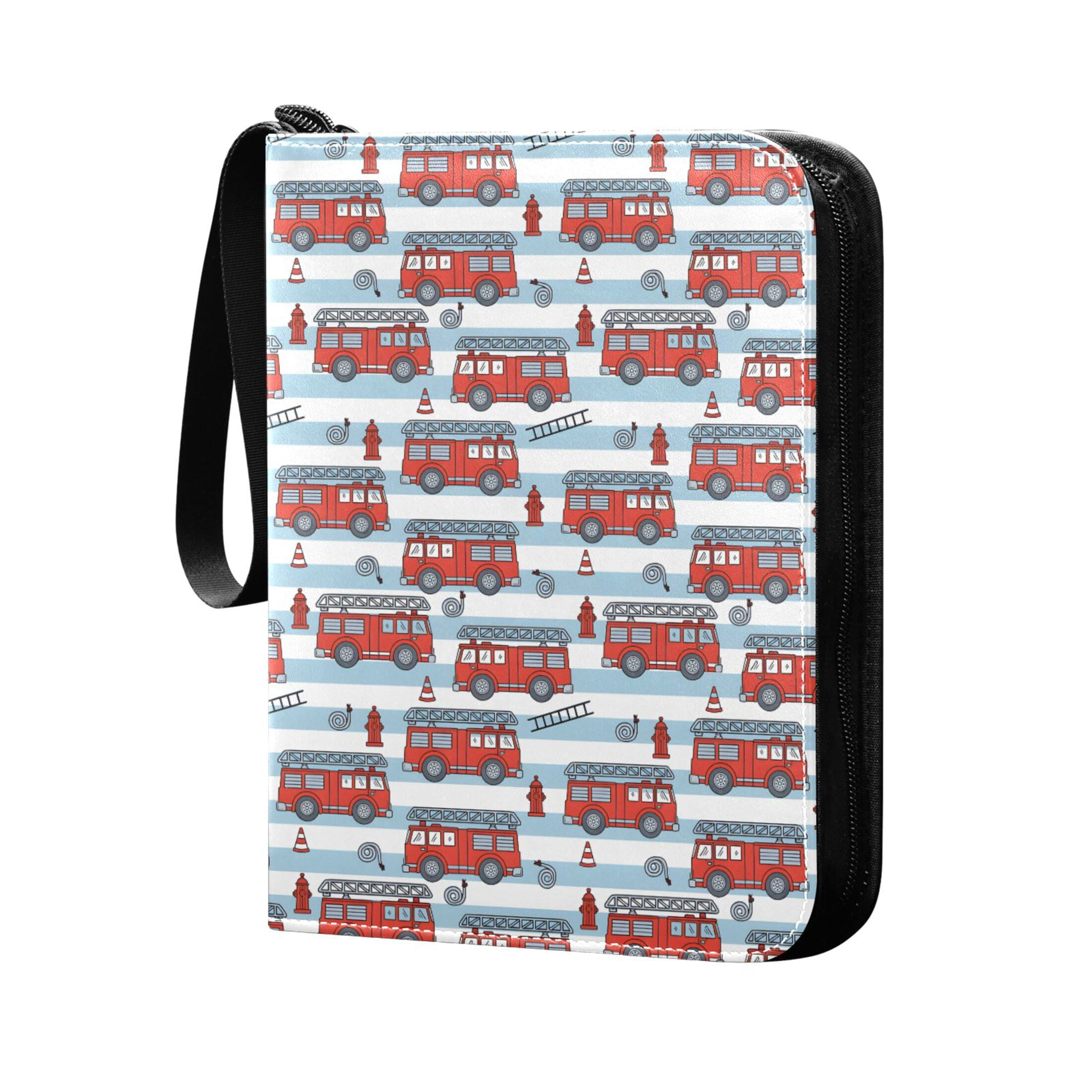 ALAZA Cartoon Fire Truck Trading Card Binder 4 Pocket Cards Collection Album 400 Folder Holder