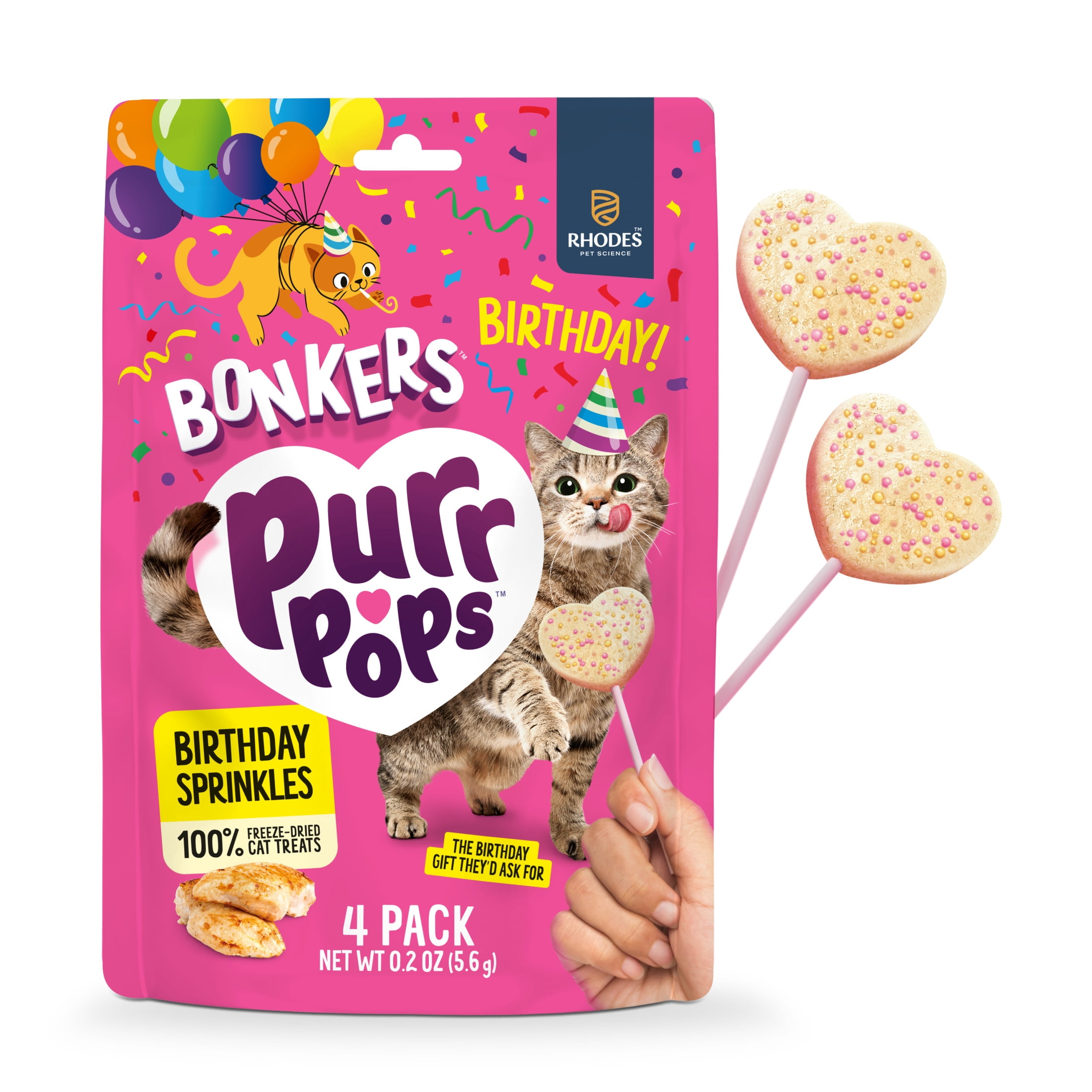 BONKERS Purrpops Birthday Edition Freeze-Dried Chicken Flavored