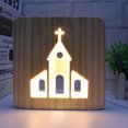 thumbnail image 1 of Lámpara de mesa LED tallada hueca de madera maciza con diseño de regalo empresarial con luz nocturna 3D creativa, 1 of 5