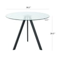 thumbnail image 3 of Modern Minimalist Round Glass Dining Table with Clear Glass Top & Black Metal Legs, Space-Saving Design for Kitchen, Dining & Living Room (Set of 1), 3 of 7