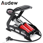 Audew Double Barrels Bike Floor Foot Pump,Portable Air Pump Inflator Pump with 160PSI Precision Pressure Gauge Fits Presta Schrader and Deutschland Valve for Bicycle,Ball,Scooter,Car,Toys Inflatable