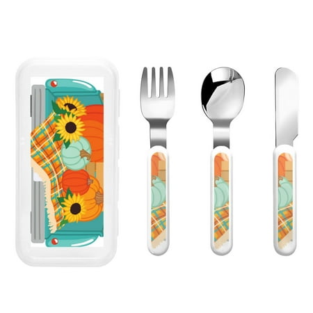 

Matuu Hello Fall Farm Truck for Stainless Steel Kids Cutlery and Toddler Flatware Kids Utensil Set includes Knives Forks Spoons Ideal for Home and Preschools