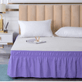 thumbnail image 3 of suxuMhao Ruffled Wrap Around Elastic Bed Skirt Queen Size, Light Purple - 60×80 Inch Mattress Fit with 15 Inch Drop, 1 Piece Bedding Skirt for Bedroom Decor​,Soft Dust-Proof Bed Skirt, 3 of 3